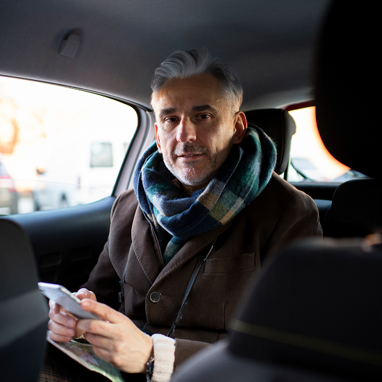 Passenger using Grays taxi service by Thurrock Taxi Cab – reliable local and airport transfers